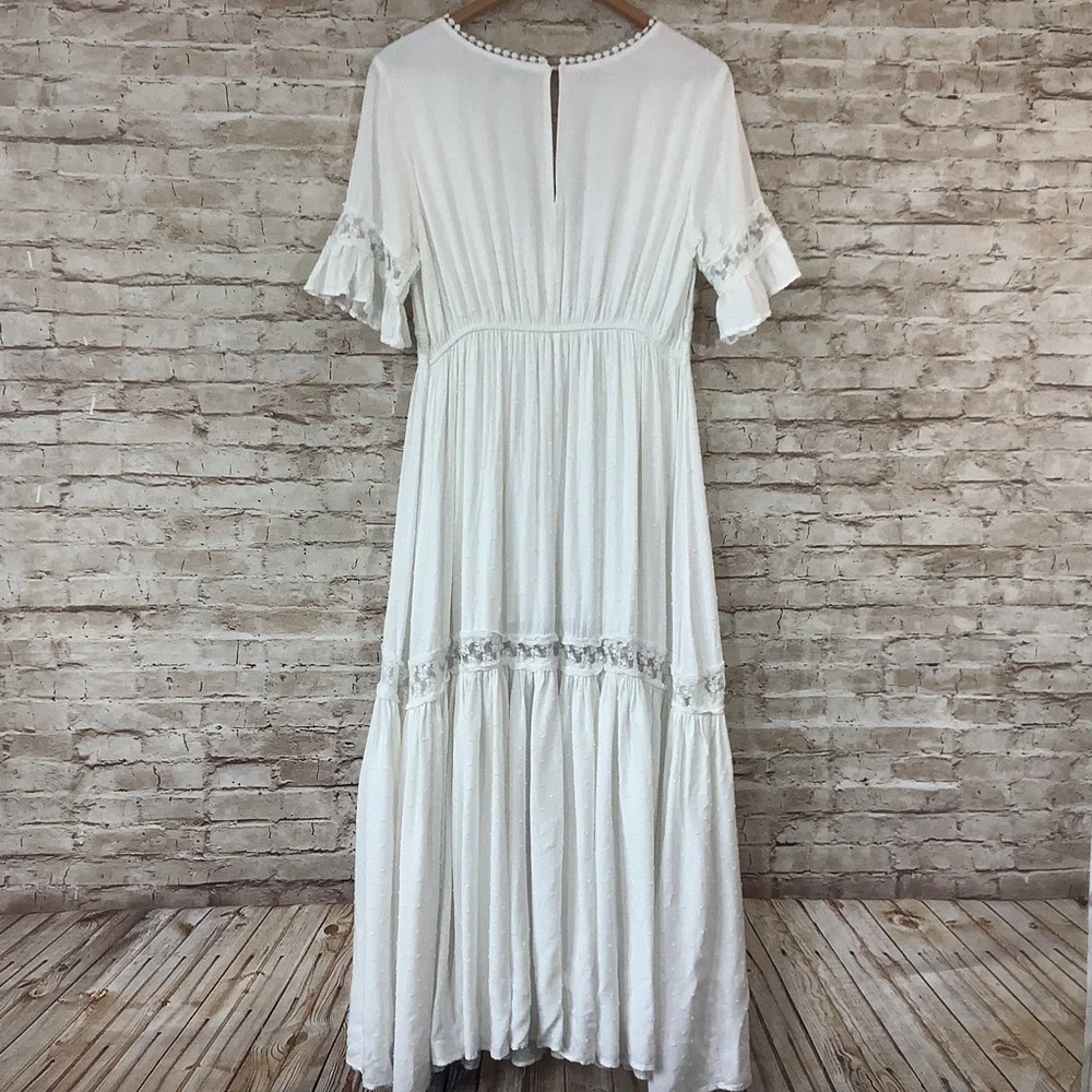 Baltic Born Rayna Deep V White Maxi Dress XL Wedding Boho Festival Fairy - Picture 7 of 12